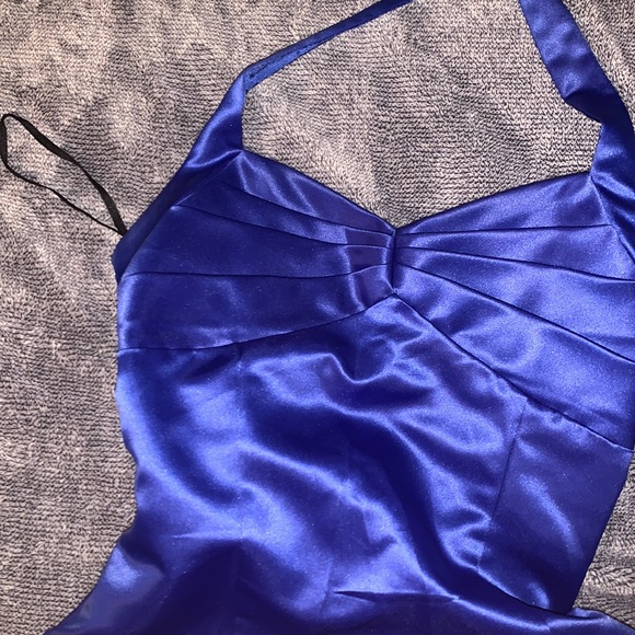 Blue satin high low dress - Picture 4 of 4